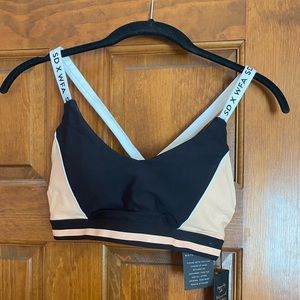 Sarah’s Day White Fox Boutique sports bra, size medium, black, white,& tangerine